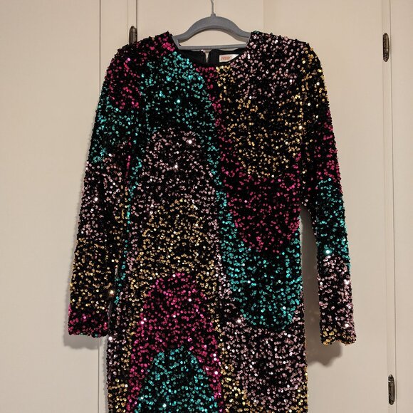 Intempo multi-color, long-sleeve, sequined dress - Picture 2 of 4
